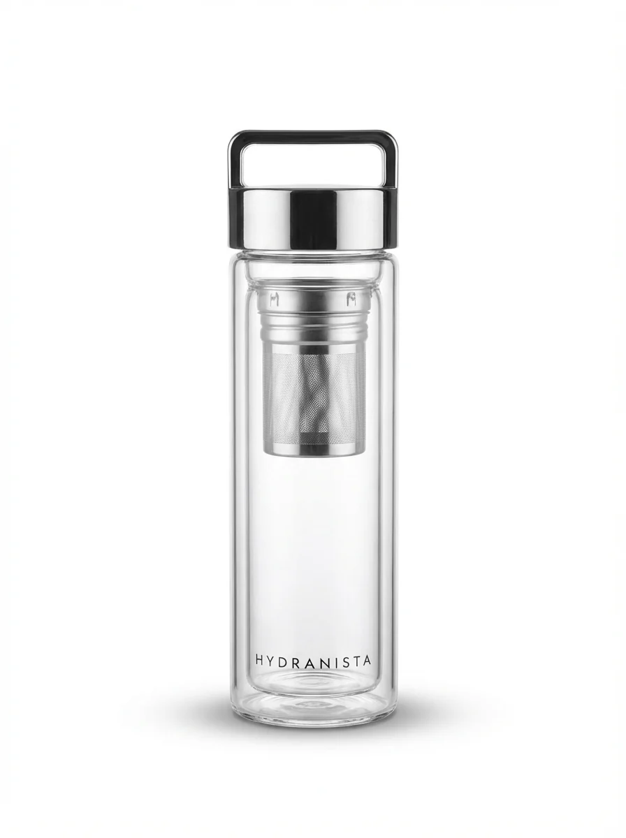 Hydranista glass water bottle - Silver Lid