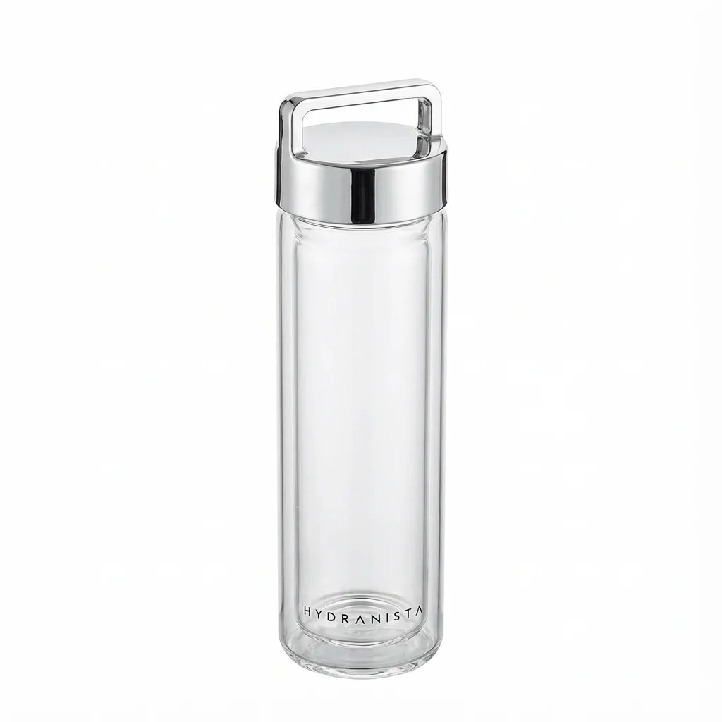 Hydranista glass water bottle - Silver Lid - Image 2