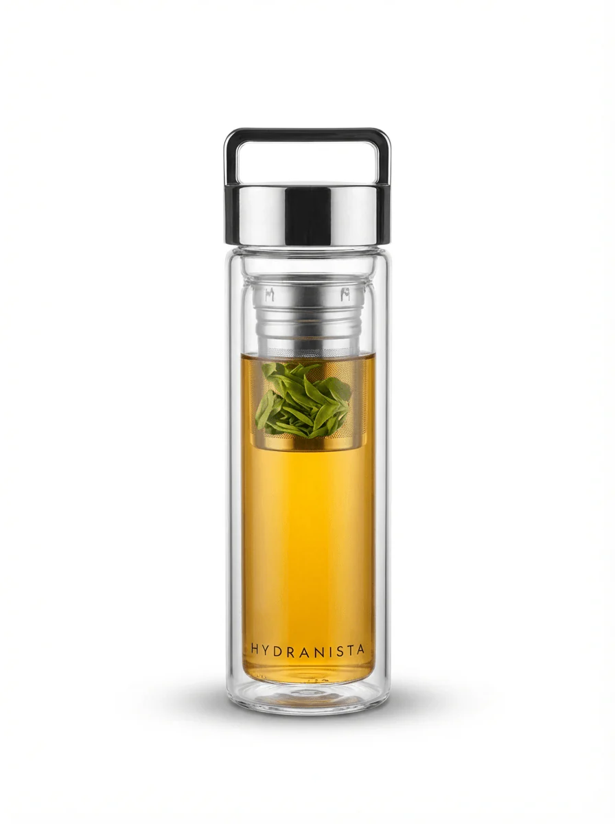 Hydranista glass water bottle - Silver Lid - Image 3