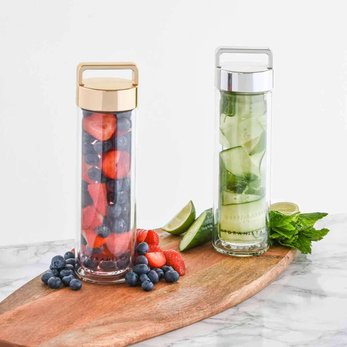 Hydranista glass water bottle - Silver Lid - Image 6