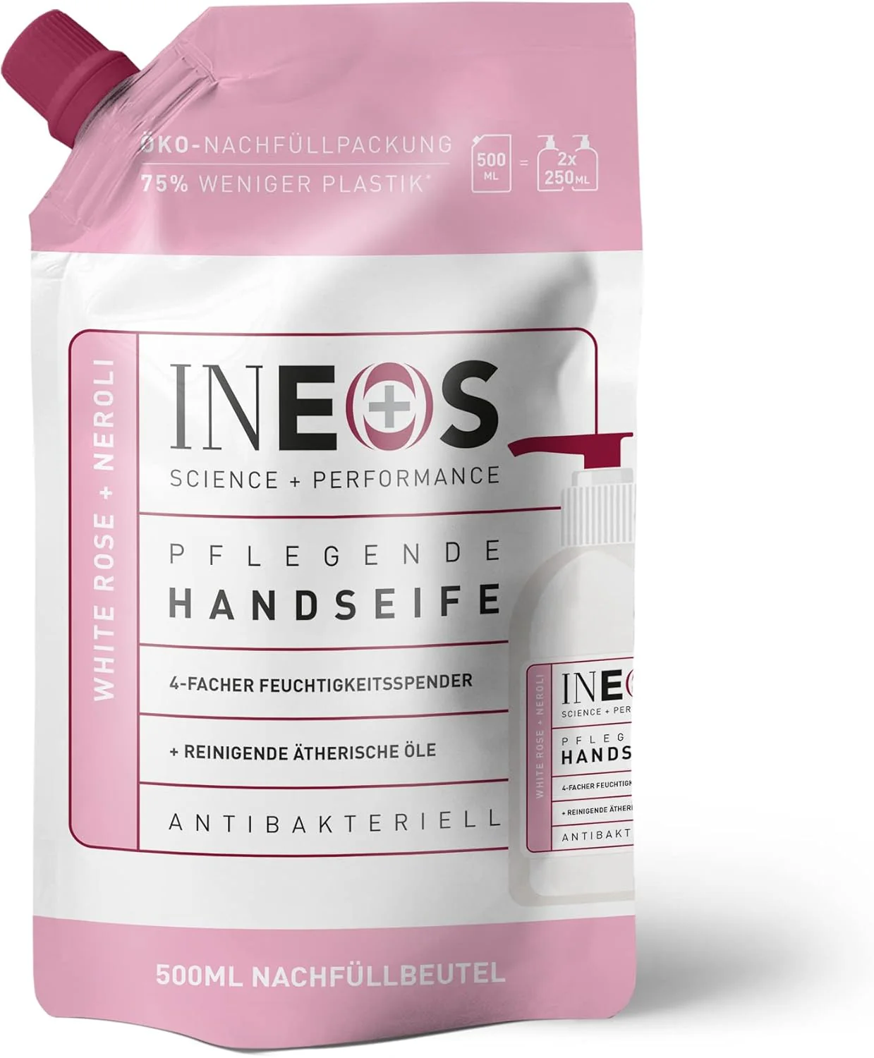 INEOS Moisturising Hand Soap Refills with Rose + Neroli - 500ml X6 Packs - Image 5