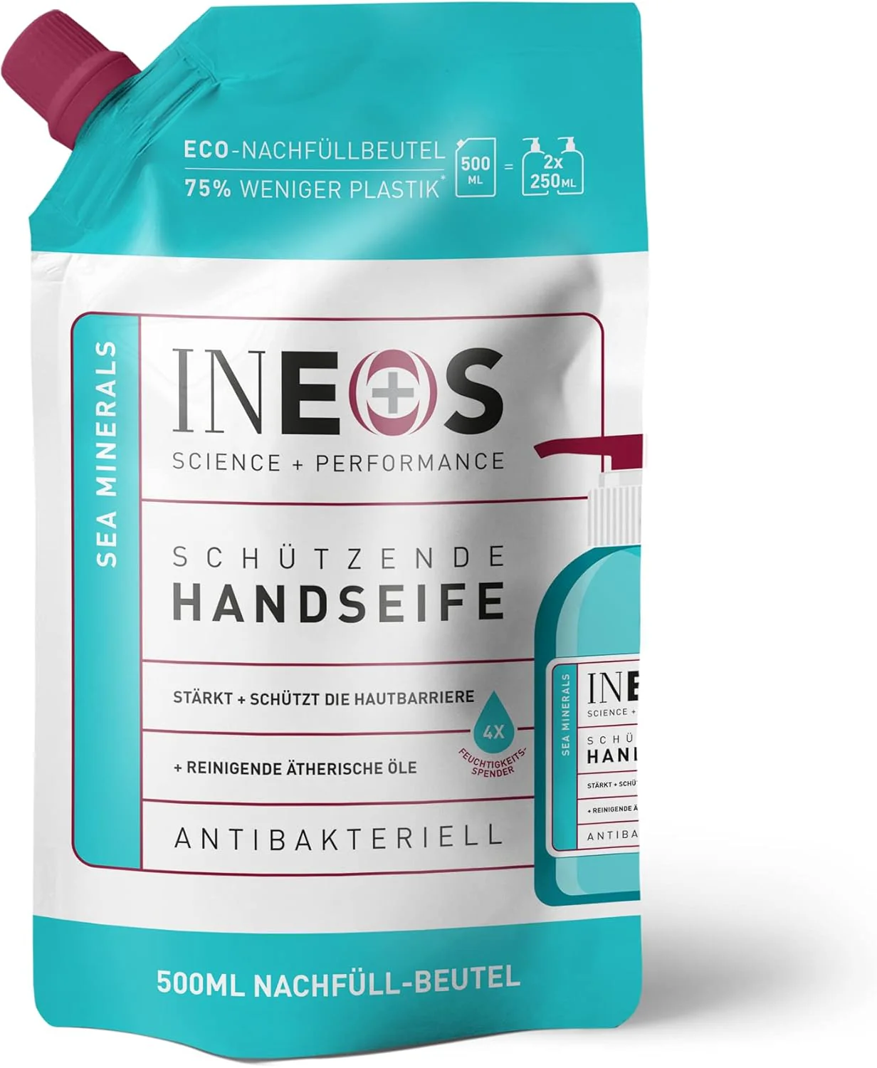 INEOS Moisturising Liquid Hand Soap with Sea Minerals - Refill Pack of 6 x 500ml - Image 2