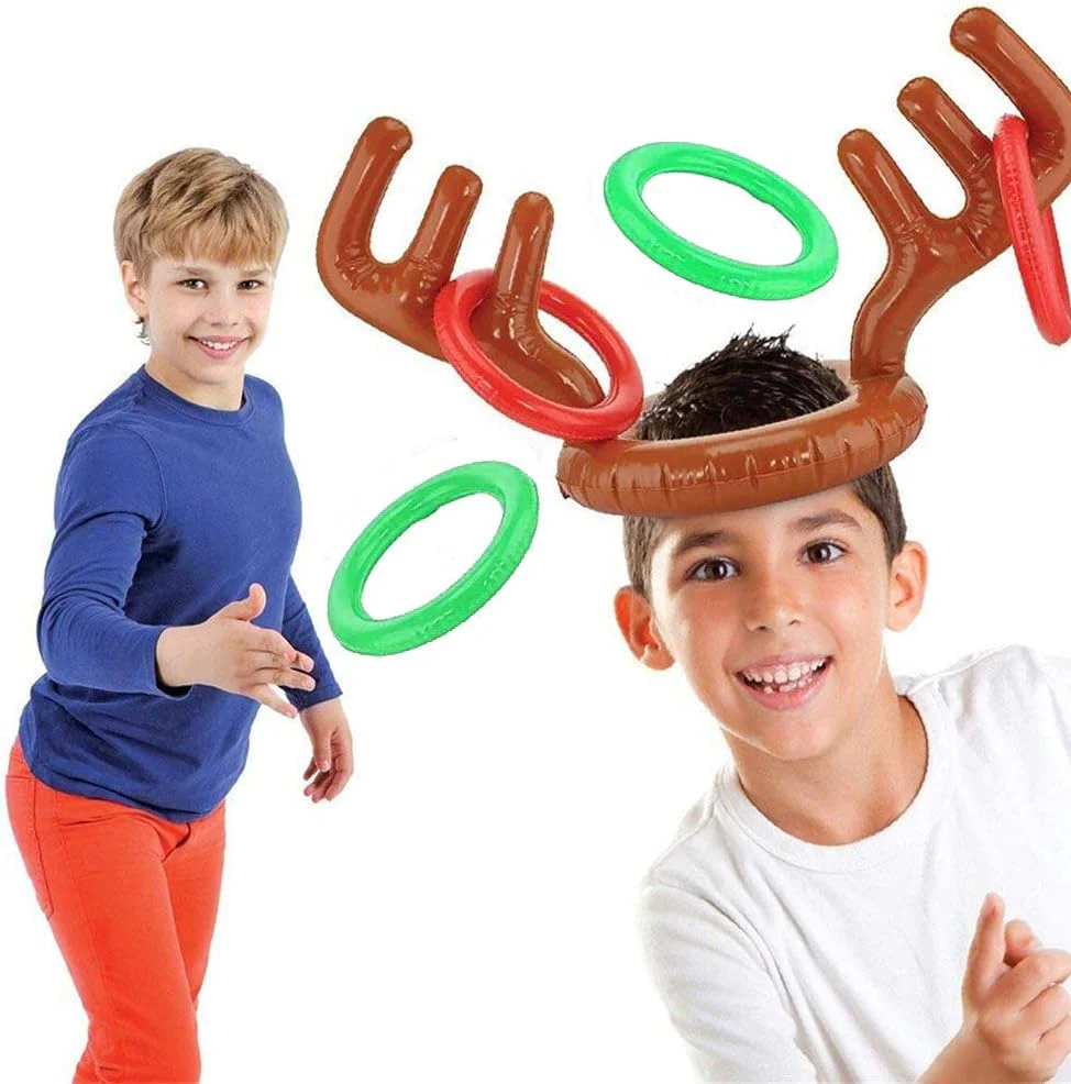 Inflatable Antler Hat Rudolf Reindeer Ring Toss Christmas Party Game - Image 2