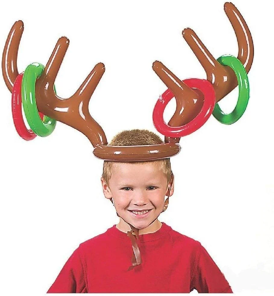 Inflatable Antler Hat Rudolf Reindeer Ring Toss Christmas Party Game - Image 3