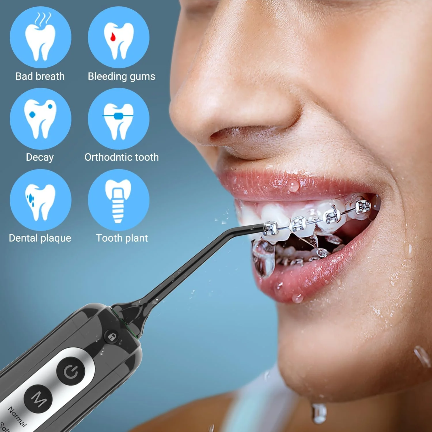 INSMART Water Flosser for Teeth - Cordless (Black) - Image 2