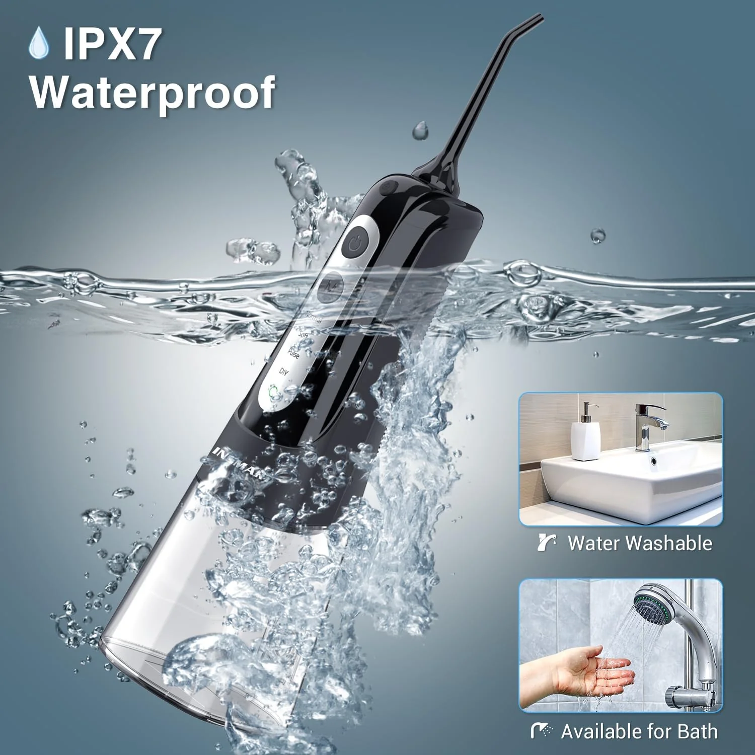 INSMART Water Flosser for Teeth - Cordless (Black) - Image 7