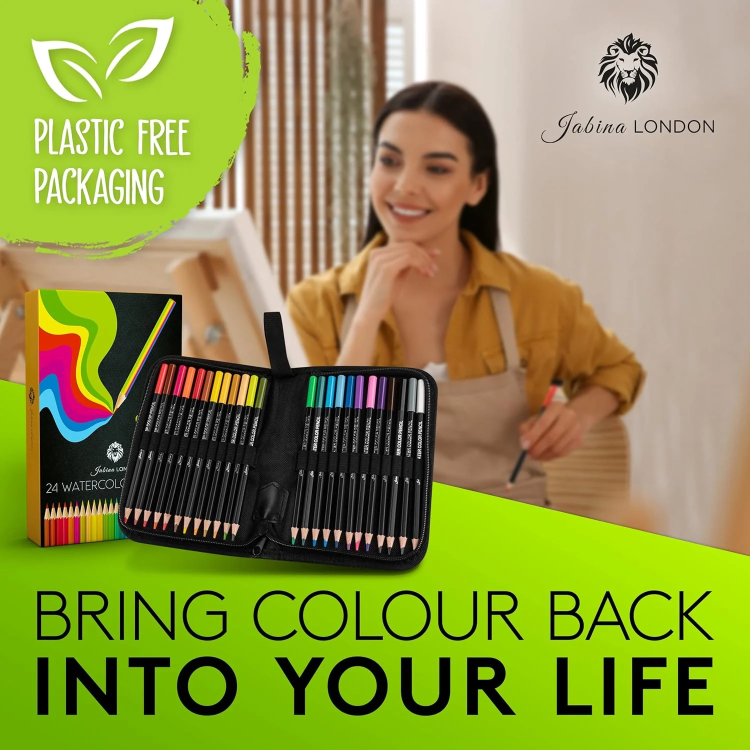 Jabina - 24 Professional Watercolour Pencils plus case - Image 3