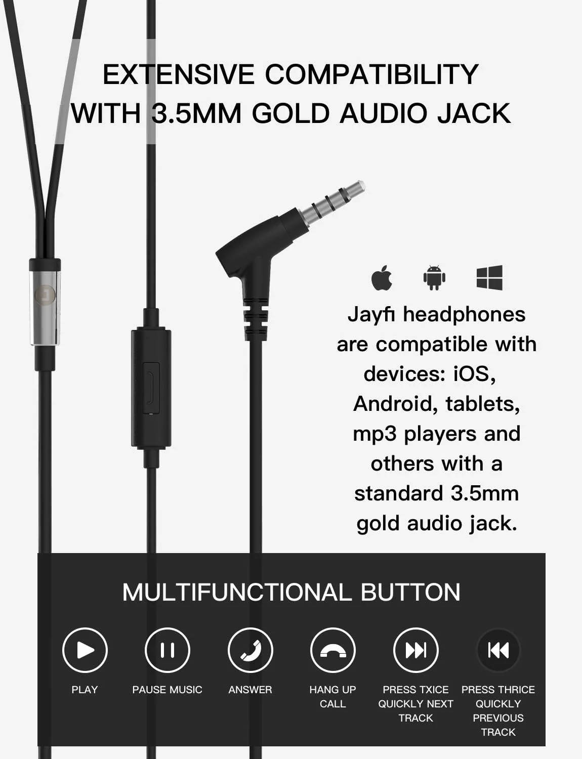 Jayfi JEB-101 Saucer-Type in-Ear Headphones with Memory Foam Earplug - Image 7