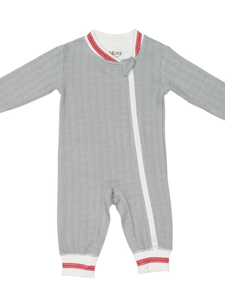 Juddlies Organic Cottage Playsuit - Driftwood Grey (Newborn)