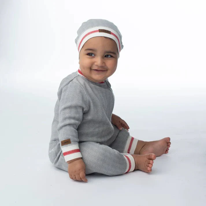 Juddlies Organic Cottage Playsuit - Driftwood Grey (Newborn) - Image 3