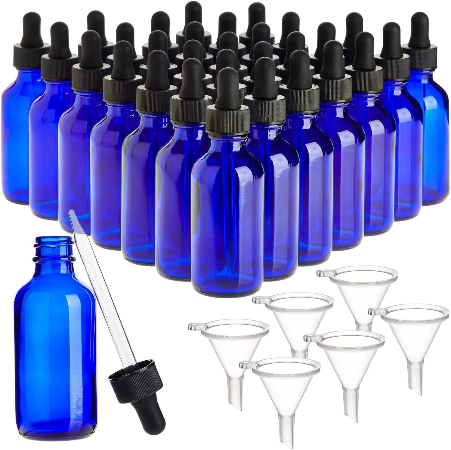Juvale Mini Blue Glass Dropper Bottles - 120ml 4 fl oz 24-Pack