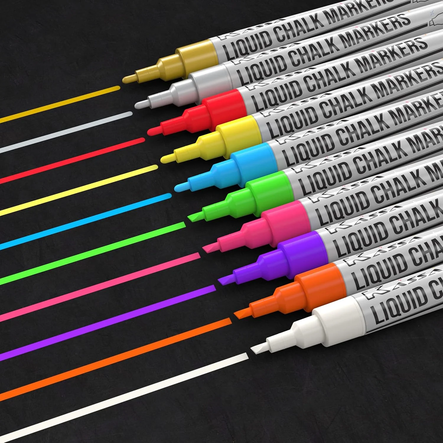 Kassa Liquid Chalk Markers Fine Tip (10 Pack 3mm) - Image 3
