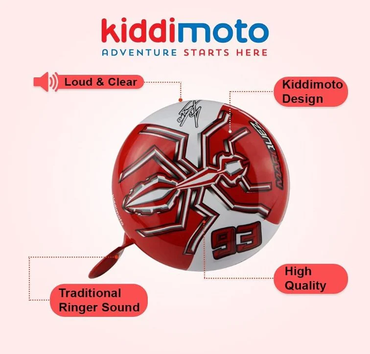Kiddimoto Marc Marquez Kids Bike Bicycle Bell - Red - Image 3