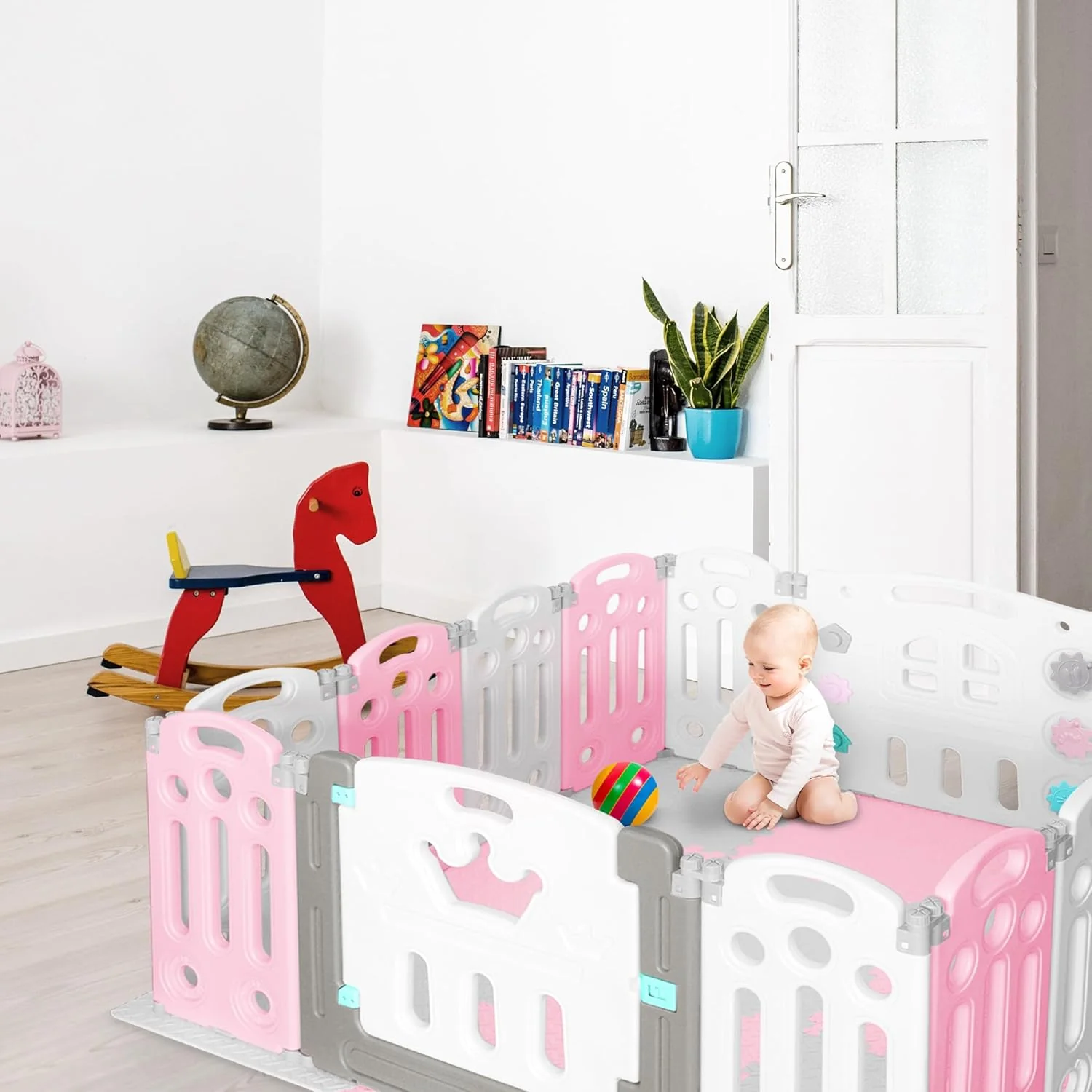 KIDOOLA Adjustable Plastic Baby Toddler Playpen & Anti Slip Playmats (Pink) - Image 7