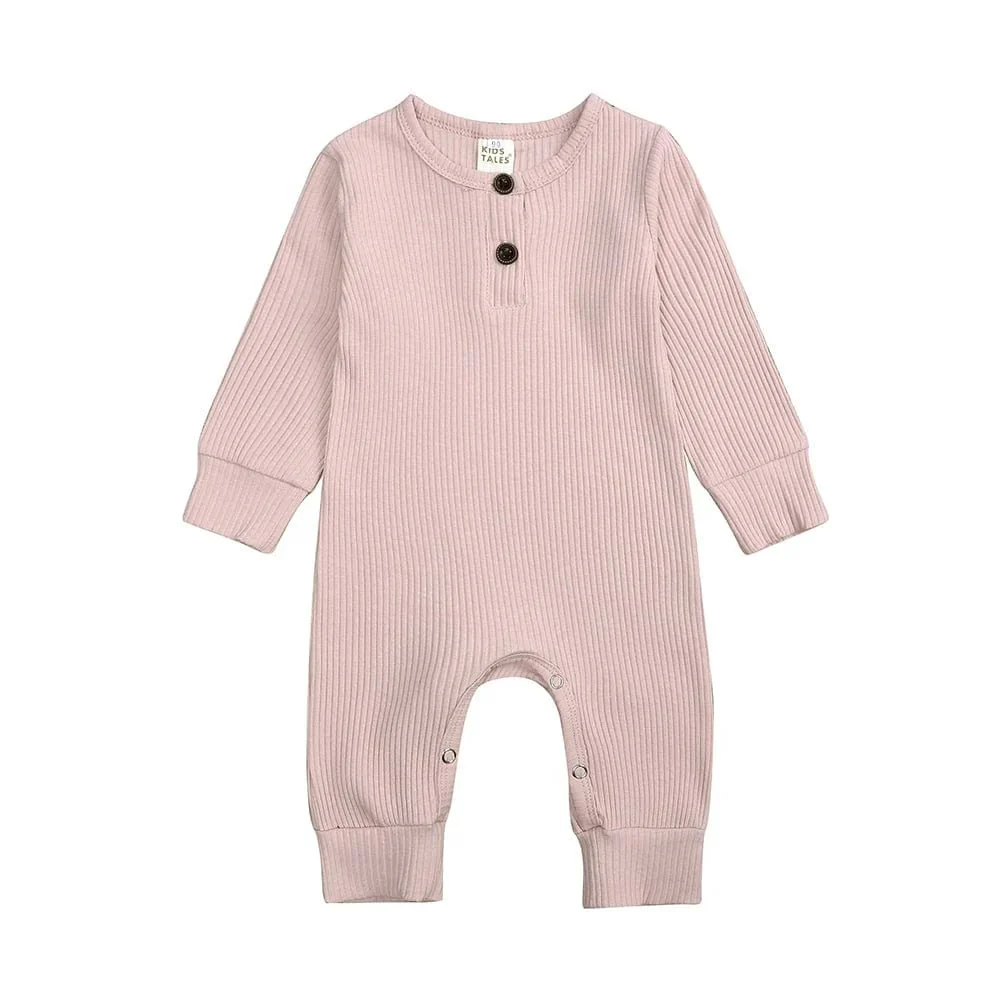 Kids Tales Blush Henley-Style Baby Sleepsuit - Various Sizes
