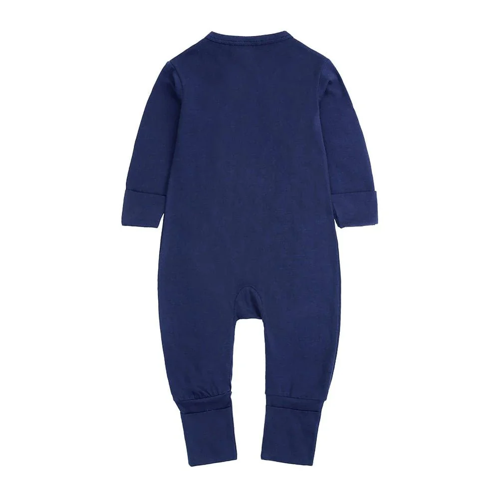 Kids Tales Navy Blue Baby Zip Sleepsuit (Various Sizes) - Image 2