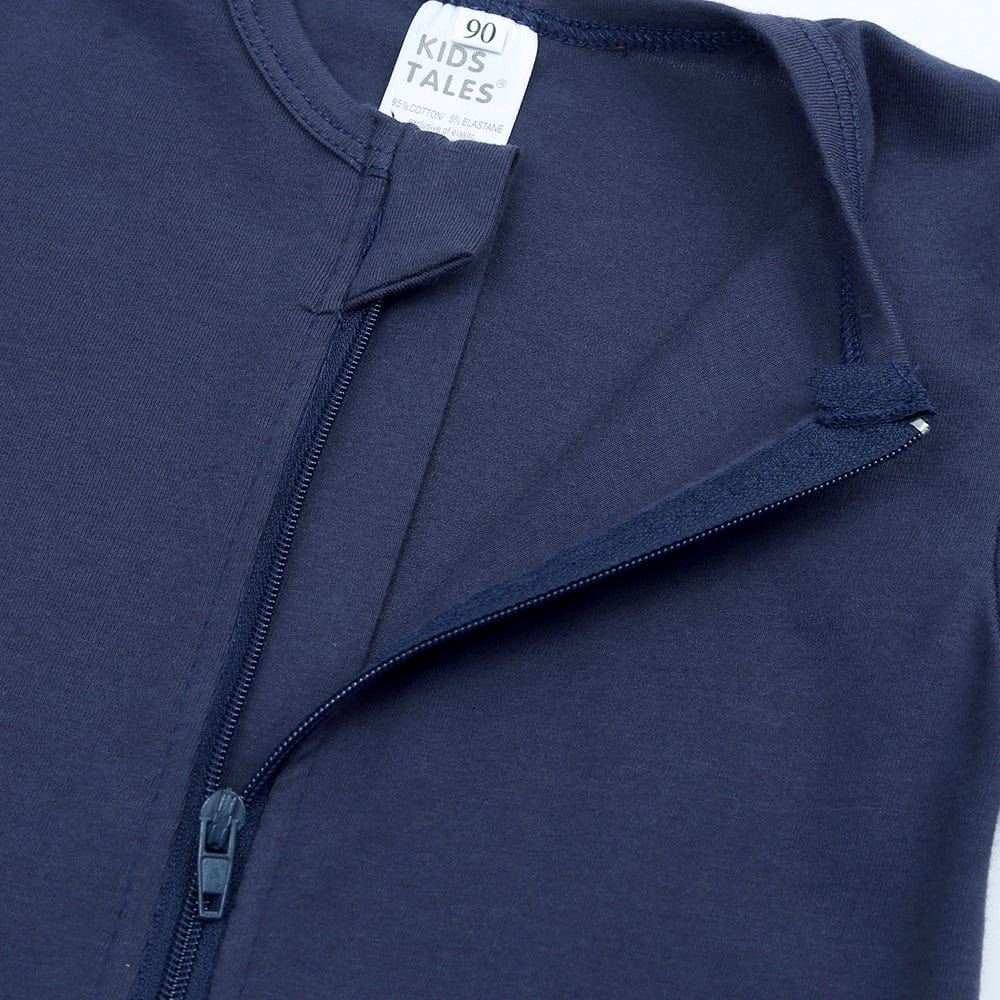 Kids Tales Navy Blue Baby Zip Sleepsuit (Various Sizes) - Image 3