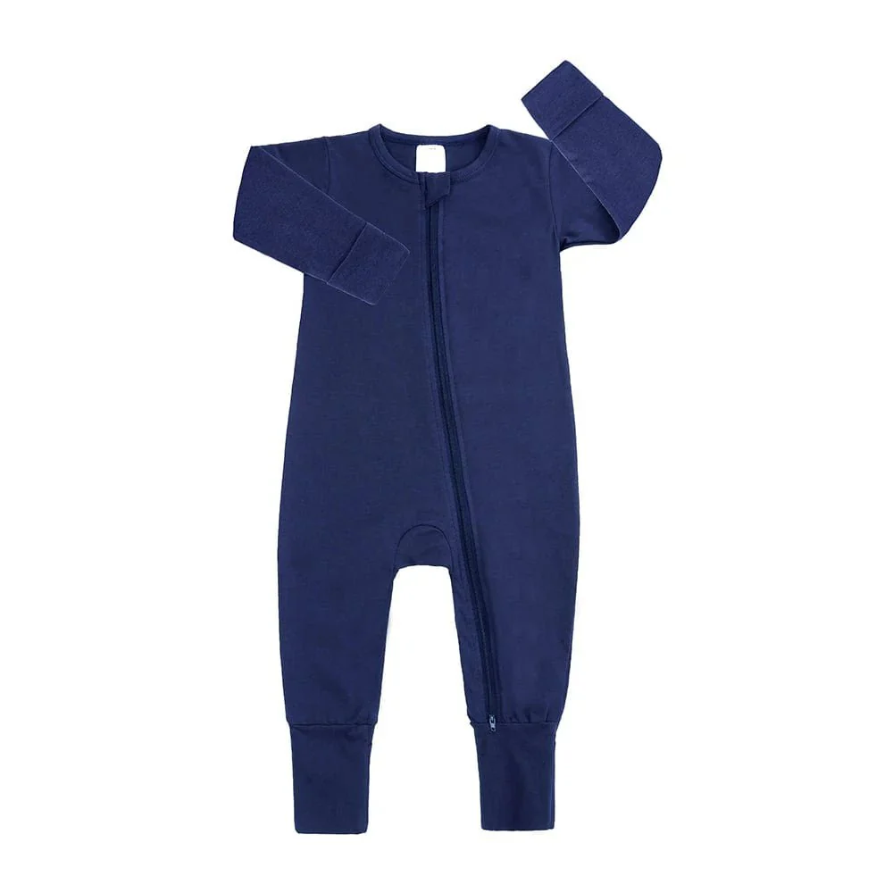 Kids Tales Navy Blue Baby Zip Sleepsuit (Various Sizes) - Image 4