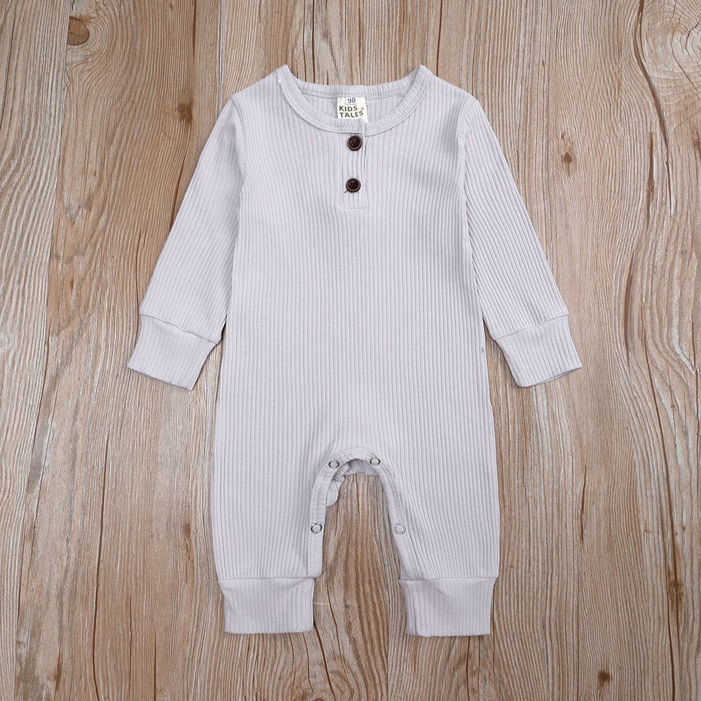 Kids Tales Pale Grey Henley-Style Baby Sleepsuit (Various Sizes) - Image 4