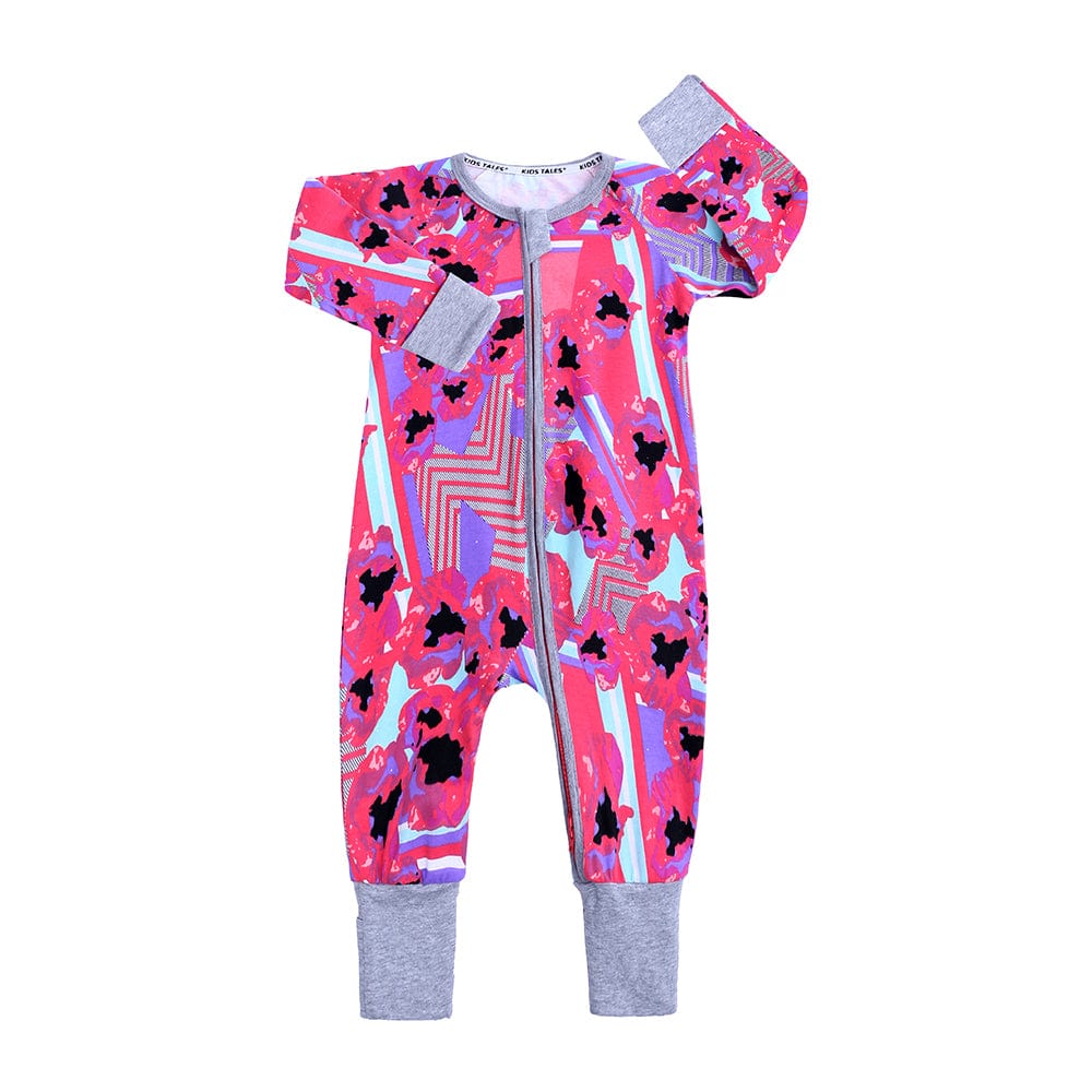 Kids Tales Pink Posy Zip Baby Sleepsuit (Various Sizes) - Image 4