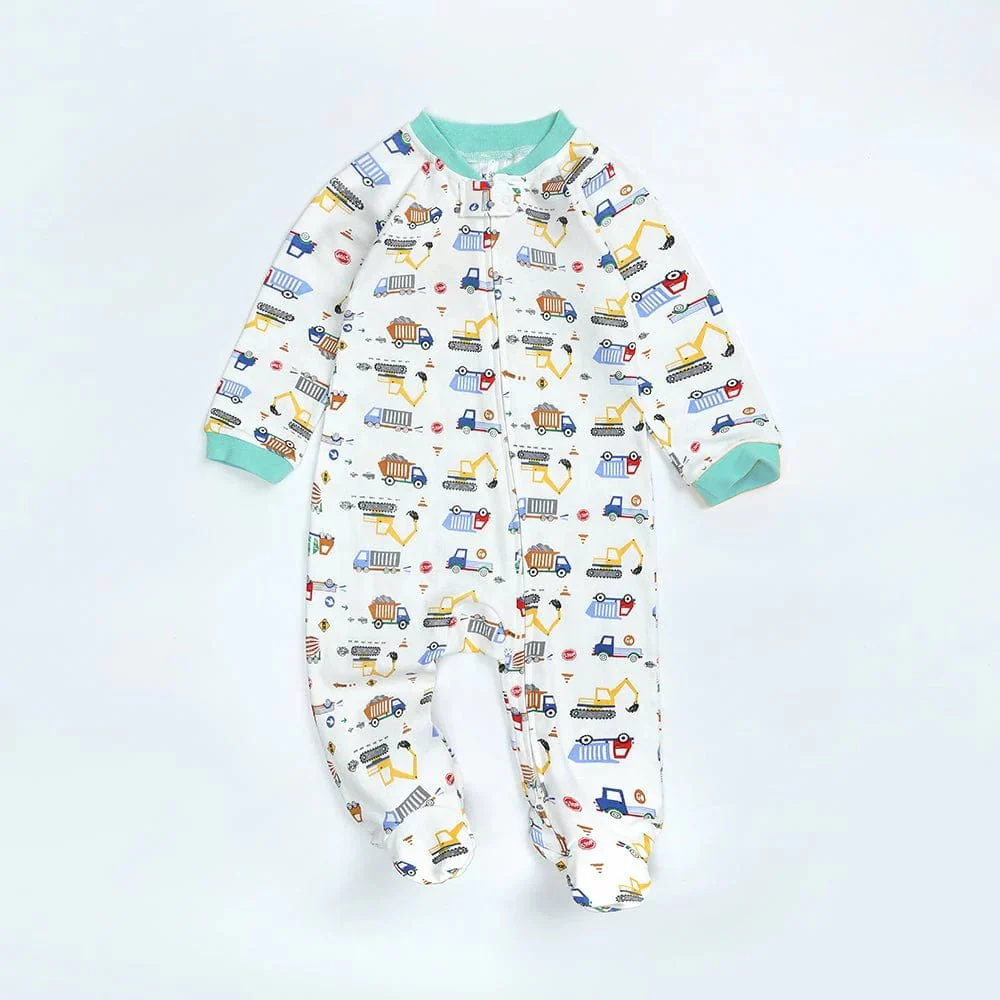 Kids Tales Wheeler Dealer Zip Baby Sleepsuit (Various Sizes) - Image 4