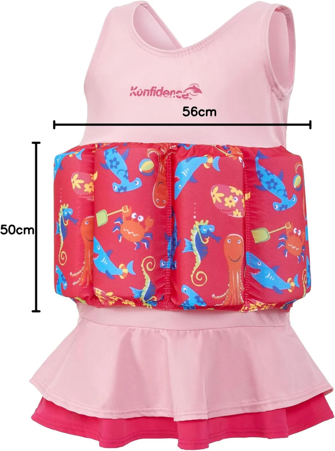 Konfidence Kids Girls Floatsuit Buoyancy Swimsuit Pink Sea Friends - 1-3 YRS - Image 2