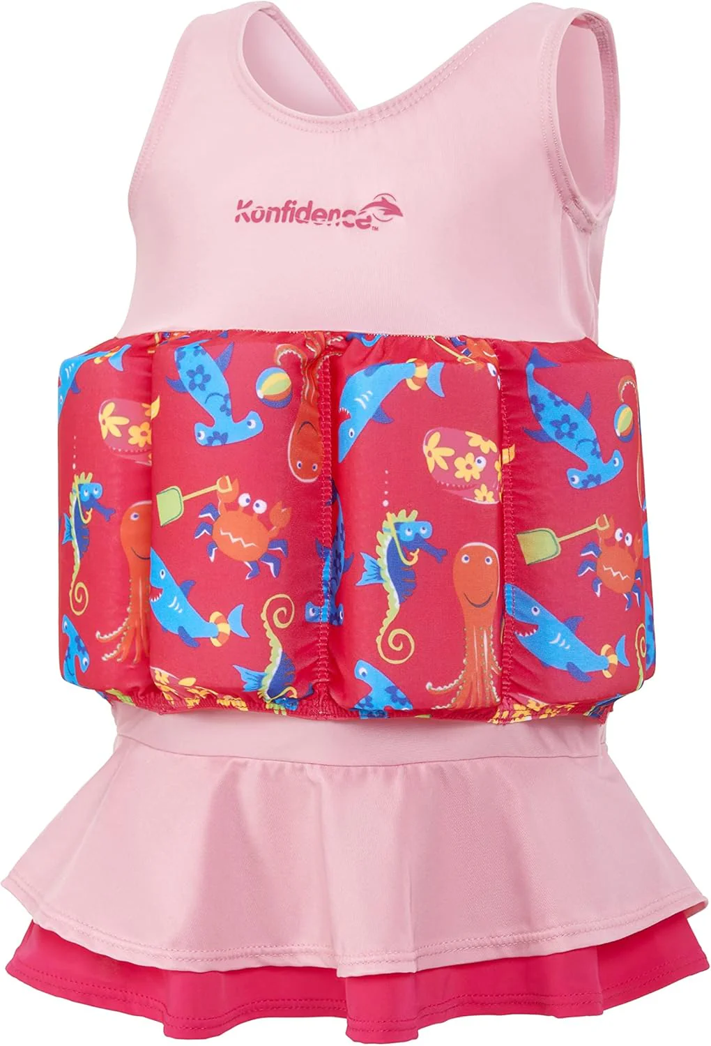 Konfidence Kids Girls Floatsuit Buoyancy Swimsuit Pink Sea Friends - 1-3 YRS - Image 4
