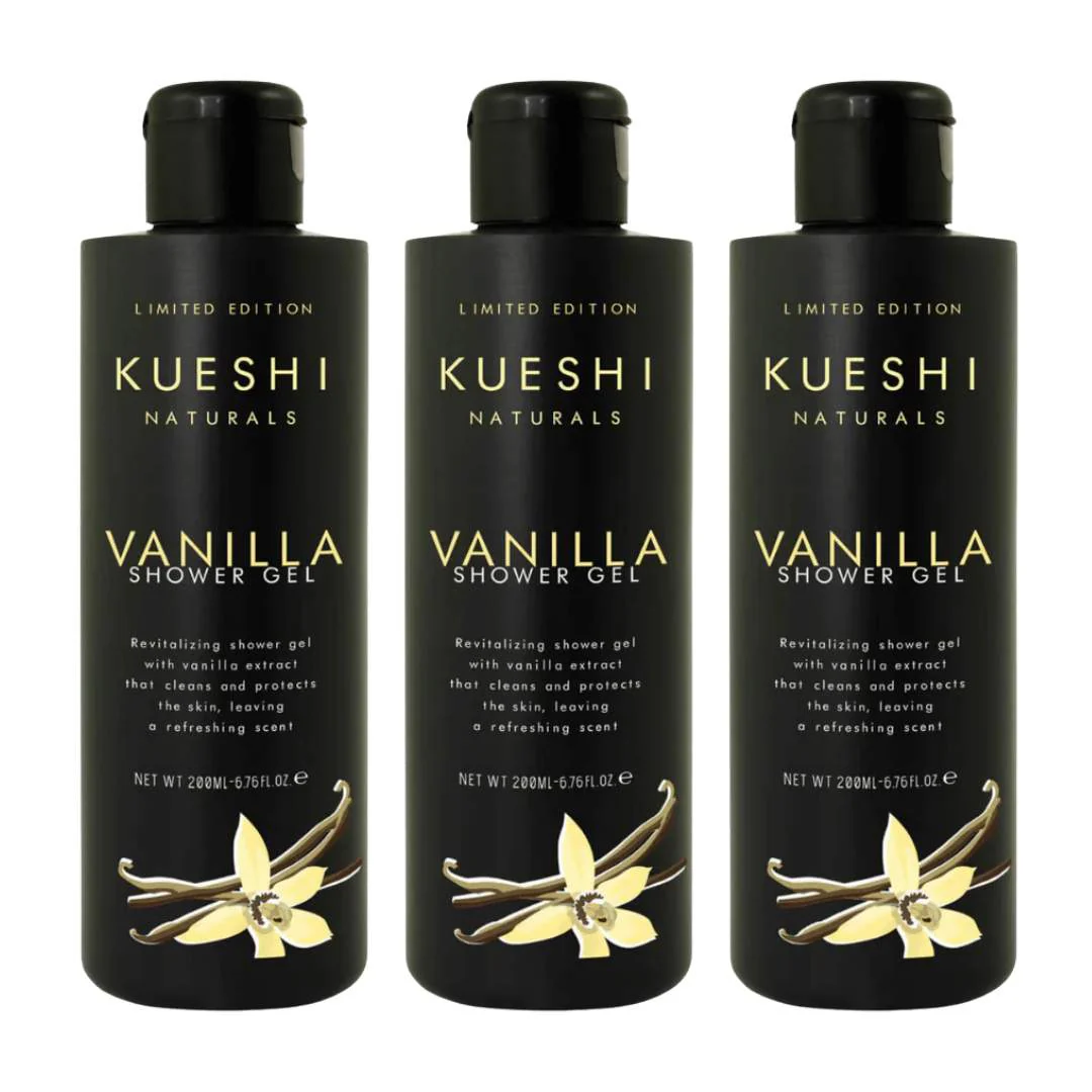 Kueshi Naturals Vanilla Shower Gel - 3 X 200ml