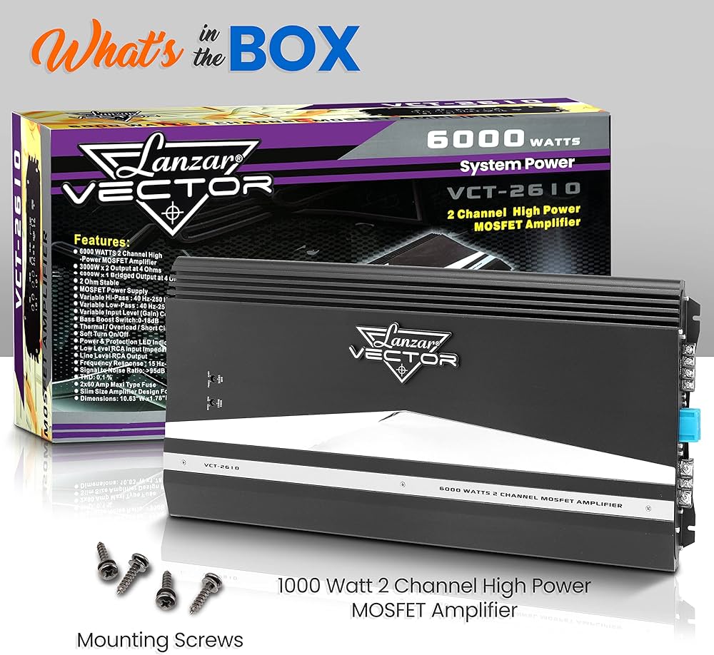 Lanzar VCT2610 6000Watt 2 Channel Car Audio Stereo High Power Amplifier Amp - Image 2