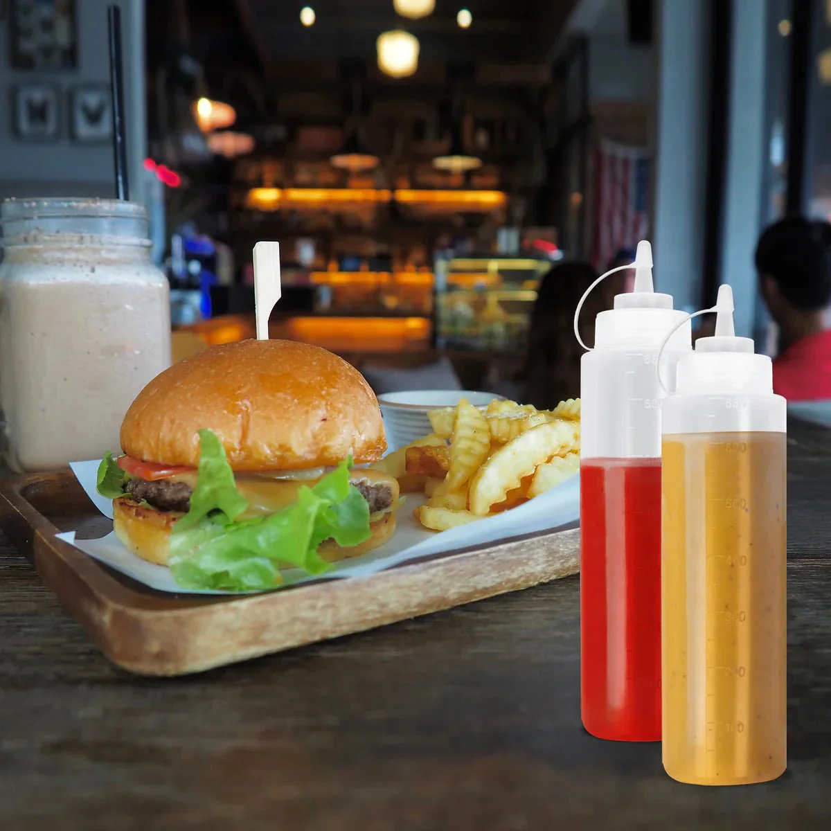 Large Squeezy Sauce Bottles with Nozzle Caps (680ml) x8 - Image 3