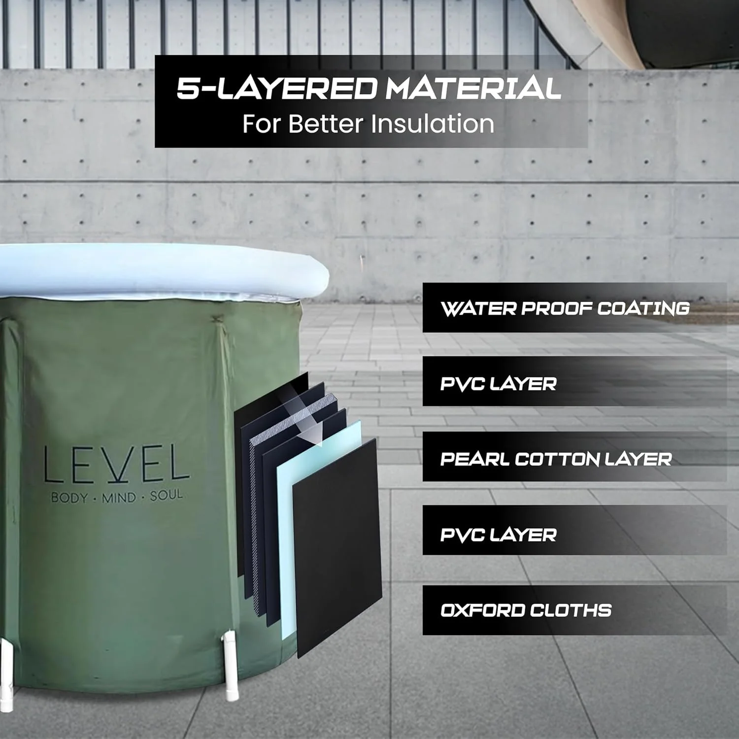 Level Body Mind Soul Portable Ice Bath - Green (75x75cm) - Image 2