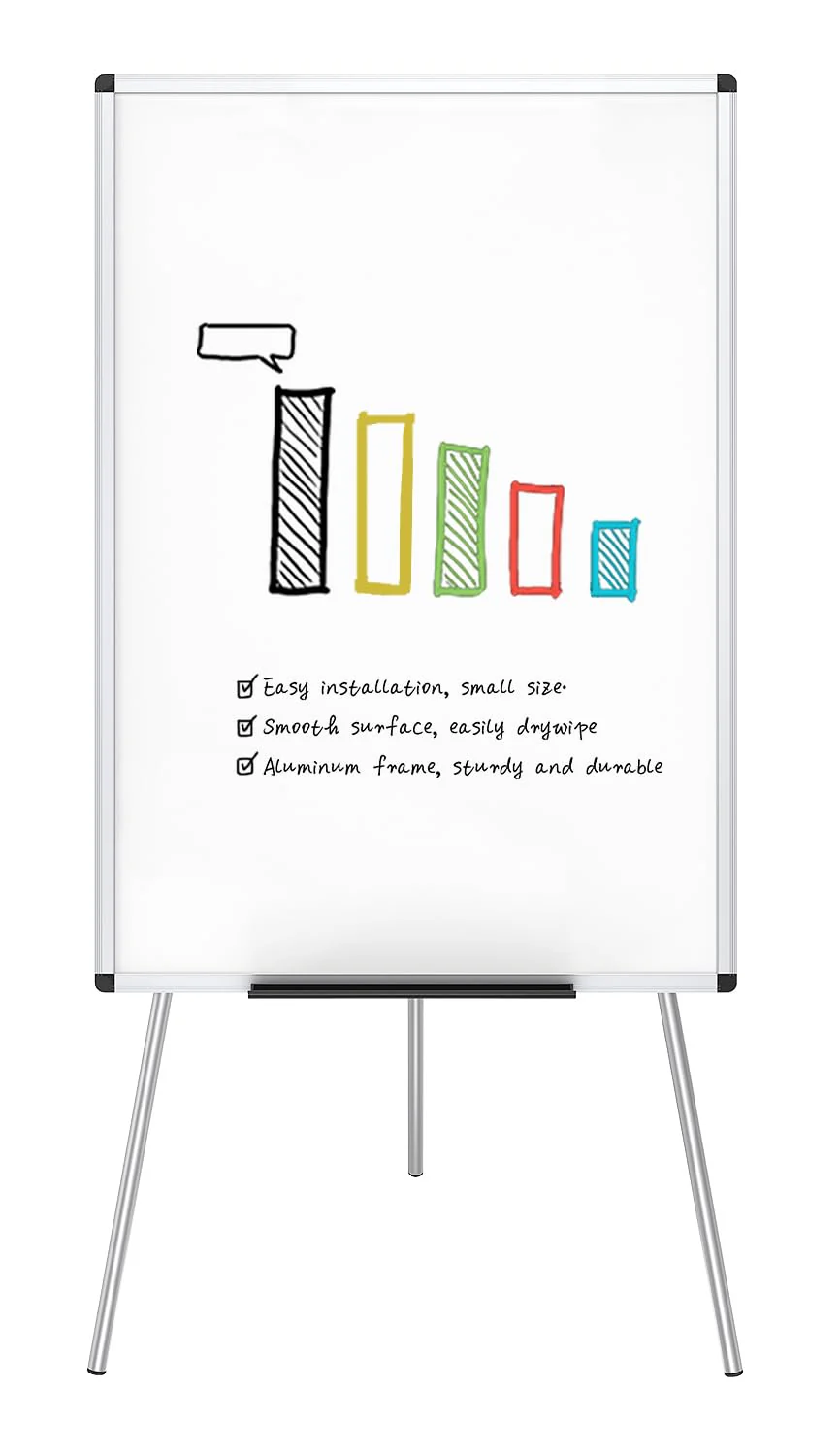 Light Melamine Tripod Whiteboard/Flipchart Easel 90 x 60 cm