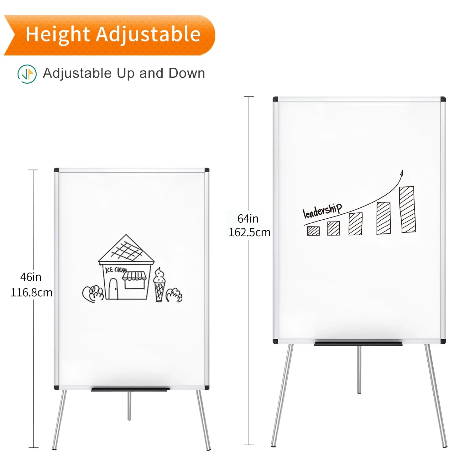 Light Melamine Tripod Whiteboard/Flipchart Easel 90 x 60 cm - Image 2