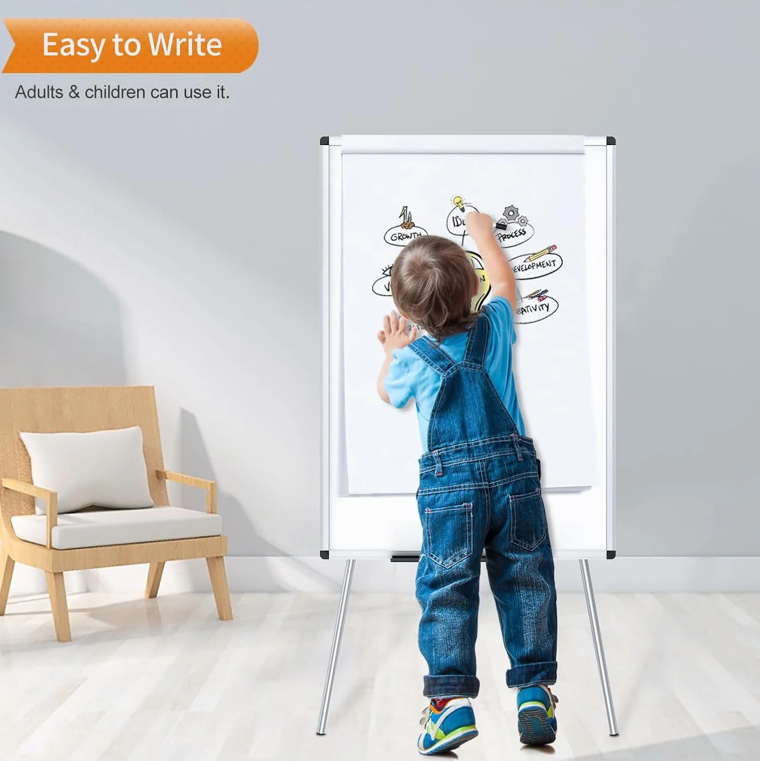 Light Melamine Tripod Whiteboard/Flipchart Easel 90 x 60 cm - Image 6