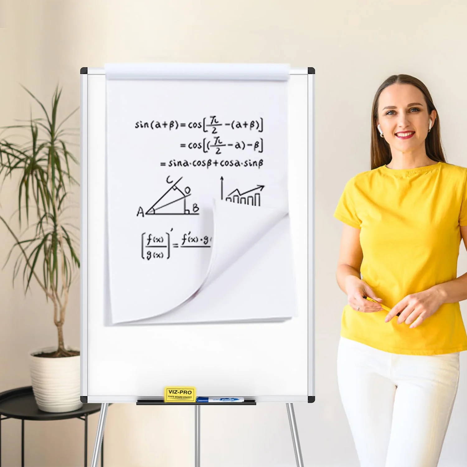 Light Melamine Tripod Whiteboard/Flipchart Easel 90 x 60 cm - Image 7