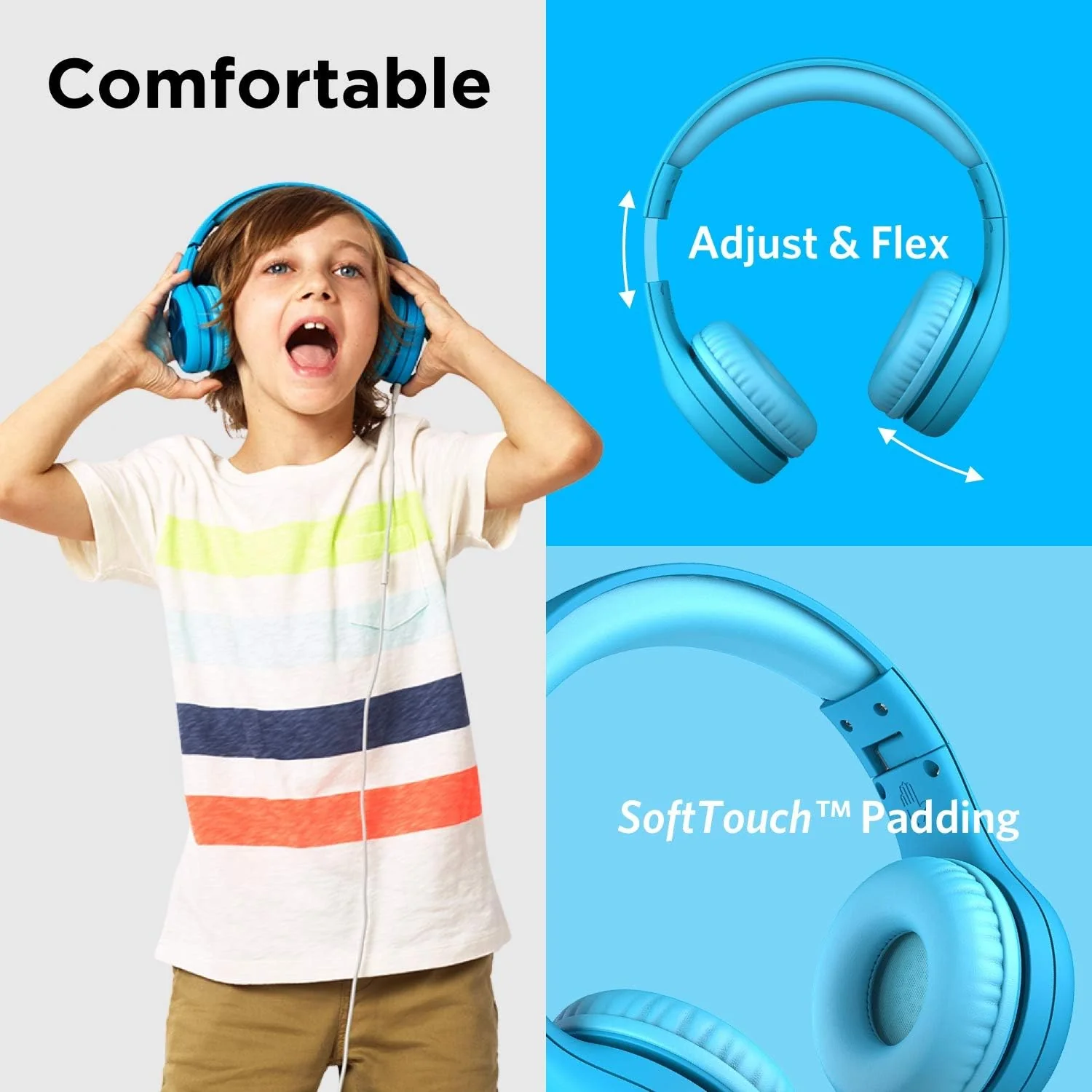 LilGadgets Connect+ Pro Wired Kids Headphones - Blue - Image 2