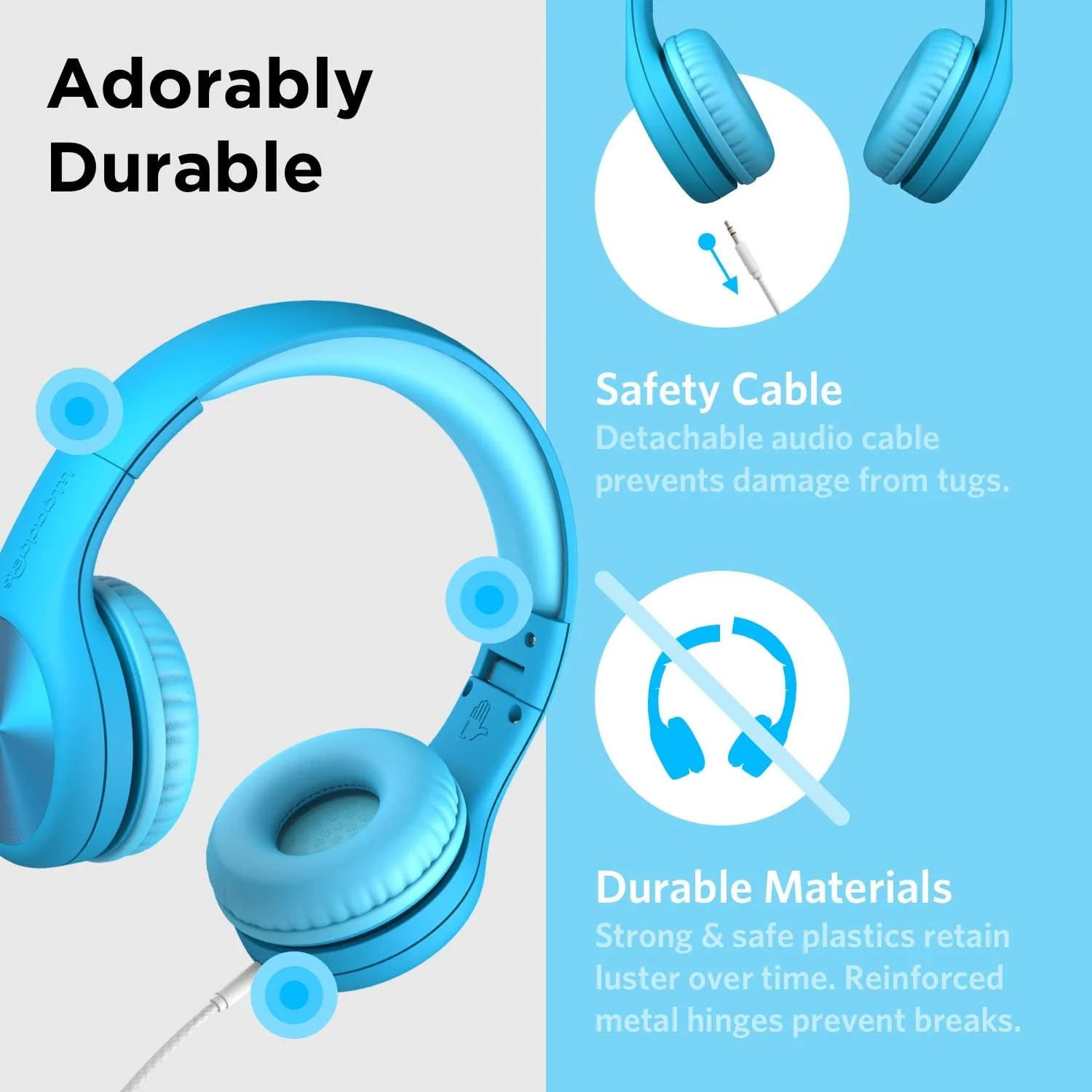 LilGadgets Connect+ Pro Wired Kids Headphones - Blue - Image 3