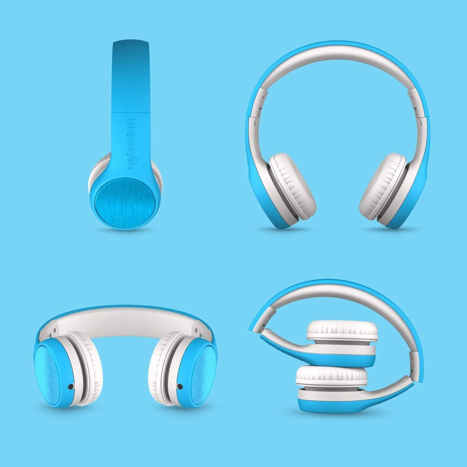 LilGadgets Connect+ Style Wired Headphones for Kids - Blue/White - Image 6