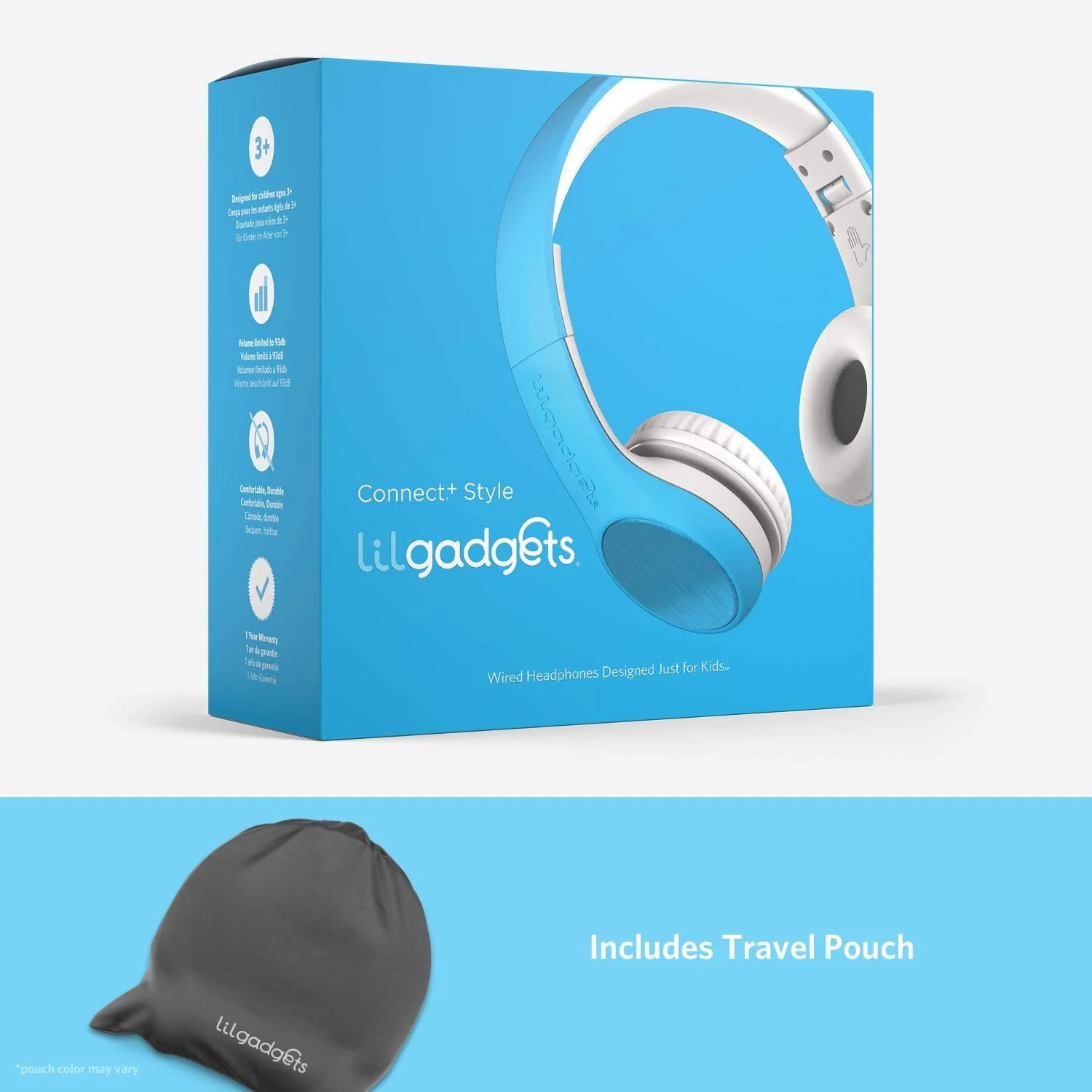 LilGadgets Connect+ Style Wired Headphones for Kids - Blue/White - Image 7