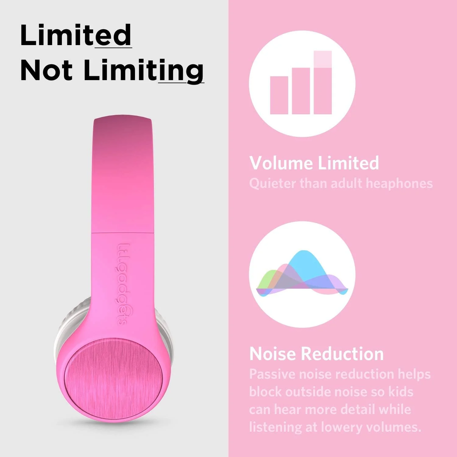 LilGadgets Connect+ Style Wired Headphones for Kids - Pink - Image 4