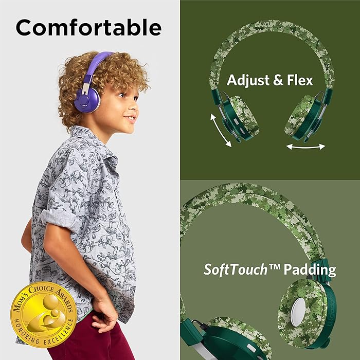 LilGadgets Untangled Pro Wireless Bluetooth Headphones - Green Camo - Image 2