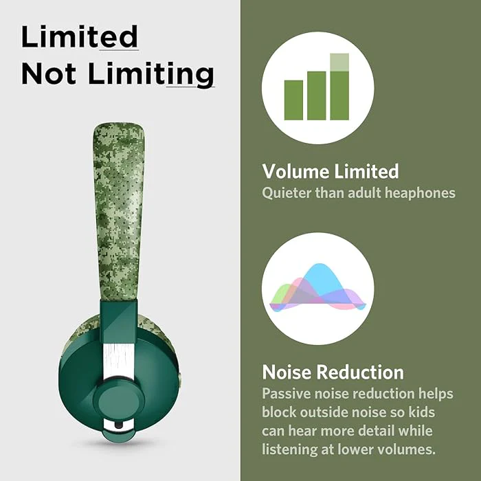 LilGadgets Untangled Pro Wireless Bluetooth Headphones - Green Camo - Image 4