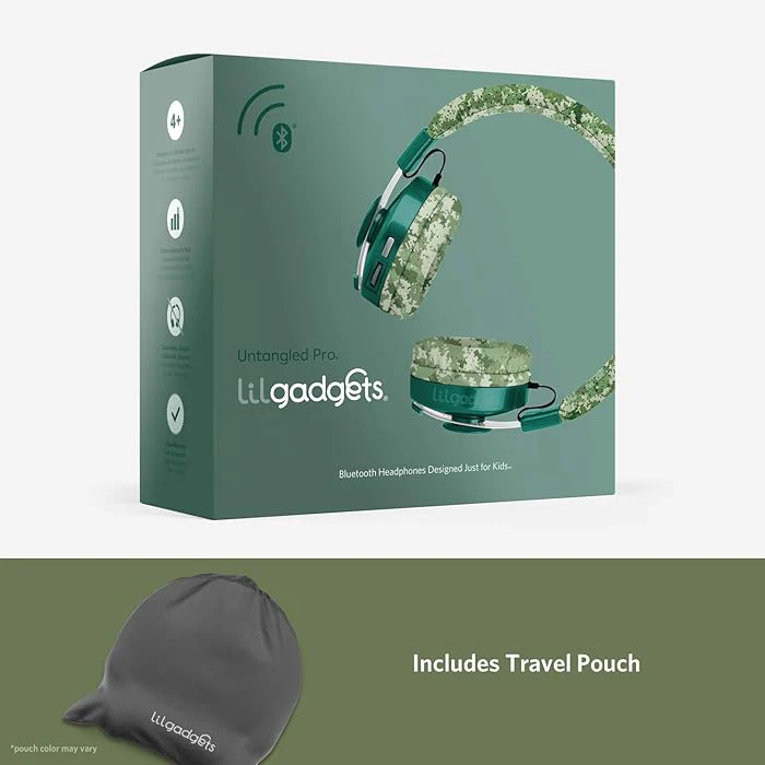 LilGadgets Untangled Pro Wireless Bluetooth Headphones - Green Camo - Image 6