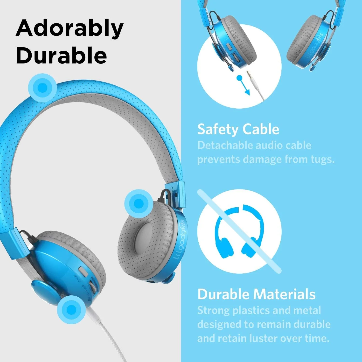 LilGadgets Untangled Pro Wireless Headphones for Kids - Blue - Image 3