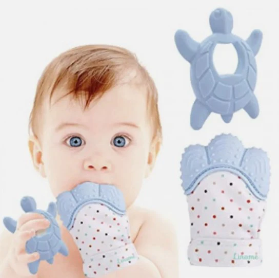 Liname Deluxe Teething Set Includes Teething Mitten for Babies & Teething Toy - Blue - Image 5