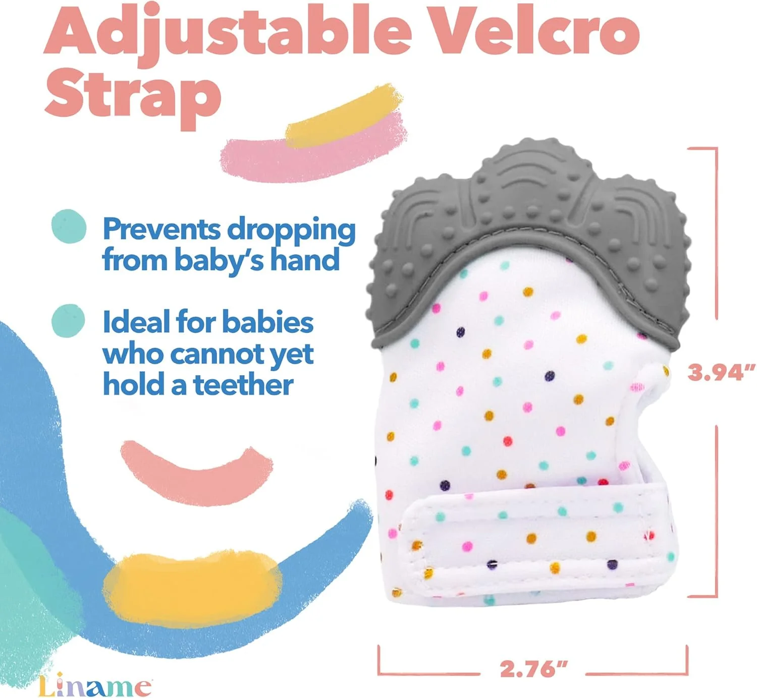 Liname Deluxe Teething Set Includes Teething Mitten for Babies & Teething Toy - Grey - Image 6