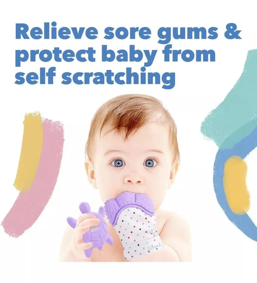 Liname Deluxe Teething Set Includes Teething Mitten for Babies & Teething Toy - Purple - Image 4