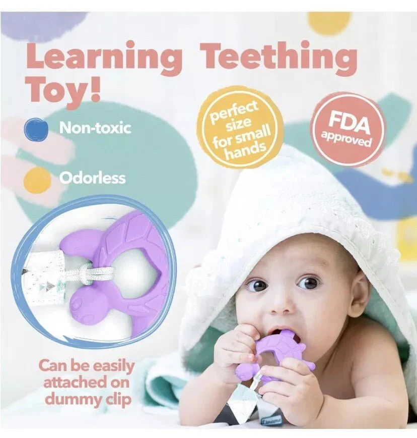 Liname Deluxe Teething Set Includes Teething Mitten for Babies & Teething Toy - Purple - Image 5