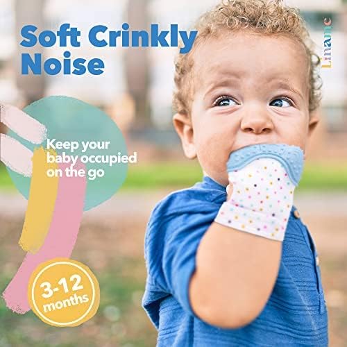 Liname Deluxe Teething Set Includes Teething Mitten for Babies & Teething Toy - Blue - Image 3