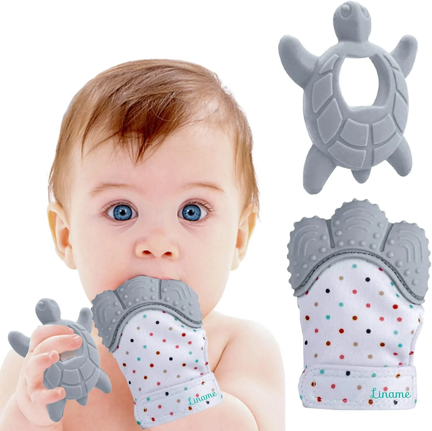 Liname Deluxe Teething Set Includes Teething Mitten for Babies & Teething Toy - Trio Pack - Image 2
